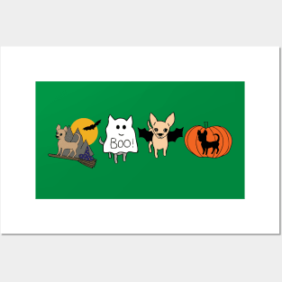 Green Halloween Chihuahuas - Smooth coat chihuahuas - Halloween Chihuahua Tee Posters and Art